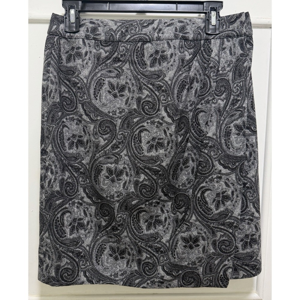 Talbots Wool Blend Wrap Skirt Women's Size 6P Paisley Print Pencil Straight